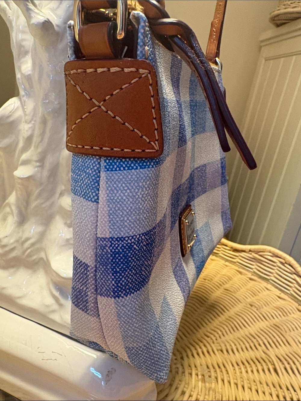 Gingham Blue & White Crossbody - Picture 7 of 14